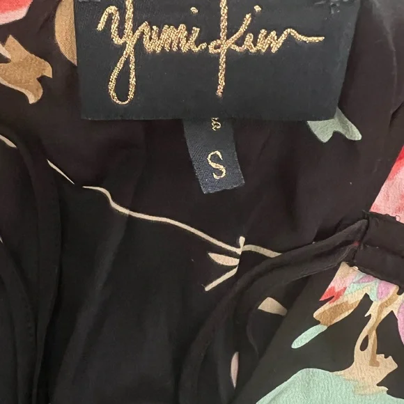 Yumi Kim Black Floral Silk Wrap Dress - Picture 4 of 6
